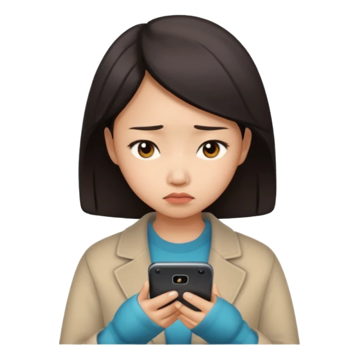 핸드폰을 보는 실망한 동양인여자 sticker
