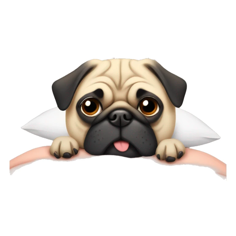 pug tucked in bed sticker