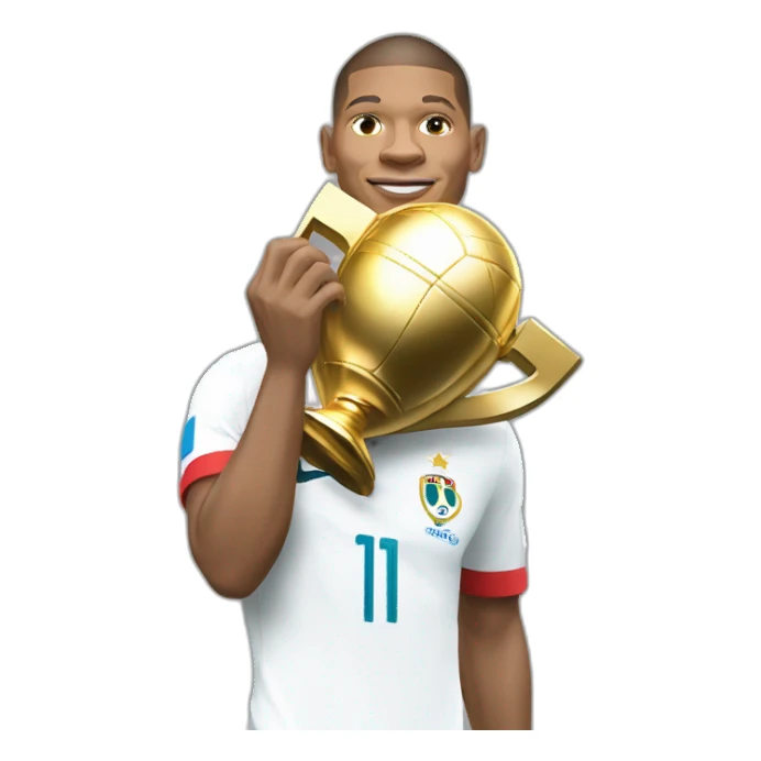 mbappé with the world cup trophy  sticker