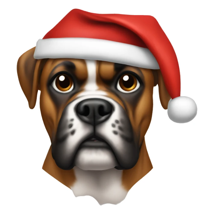 Boxer wearing a Santa hat sticker