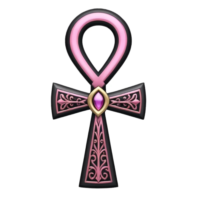Pink and black ankh sticker