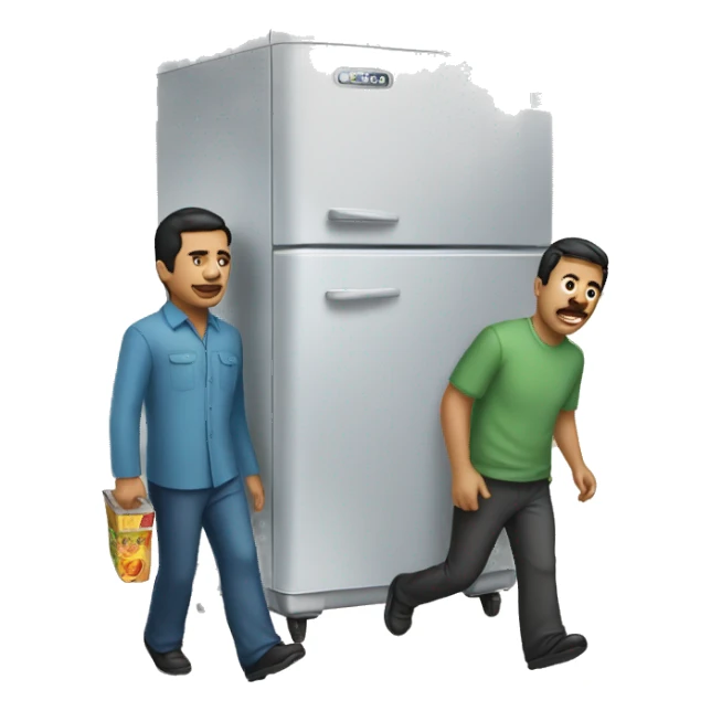 Two Mexicans carrying a refrigerator  sticker