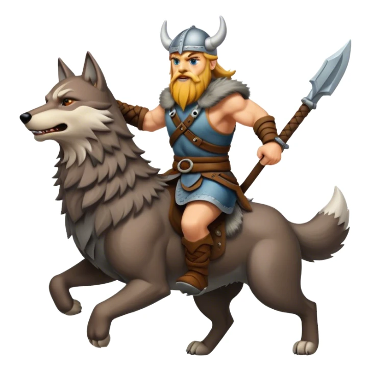 Viking Warrior Riding A Wolf  sticker