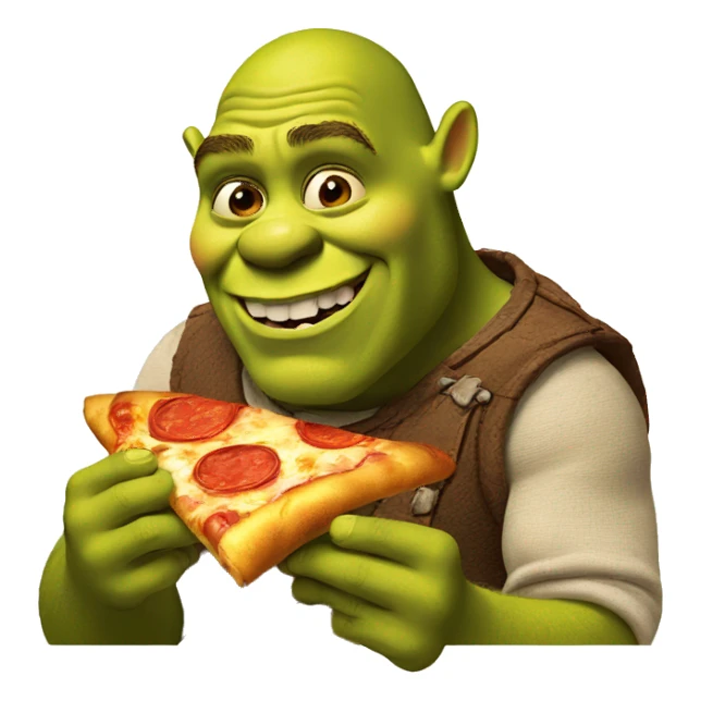 Shrek eating pizza sticker