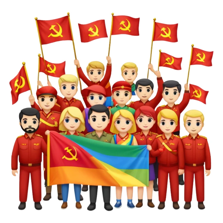 comunist's and pride flags sticker