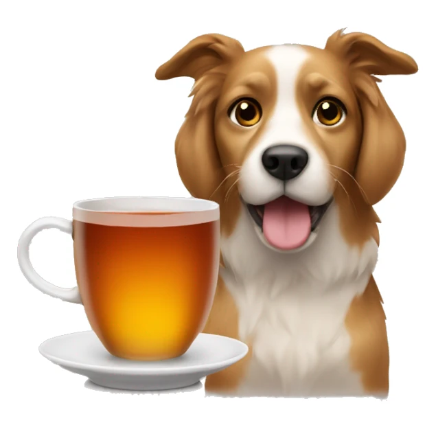 Dog with a cup of tea sticker