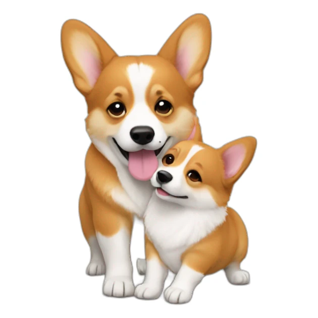 Corgi kissing a human baby sticker