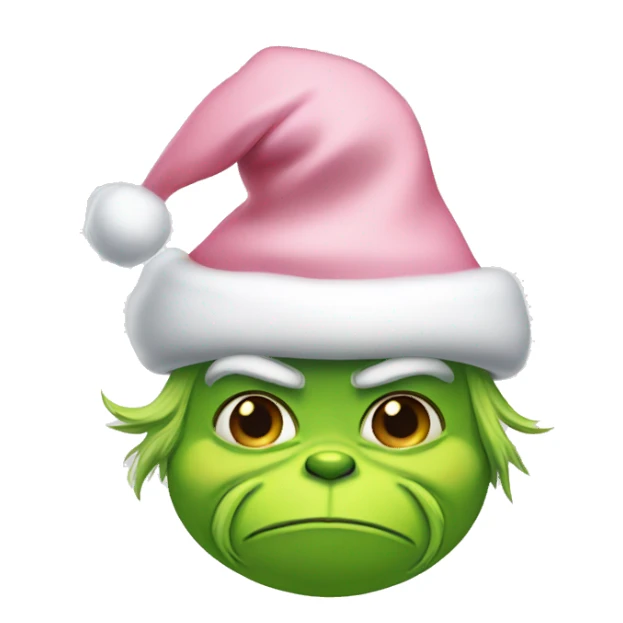 Grinch with a light pink santa hat sticker