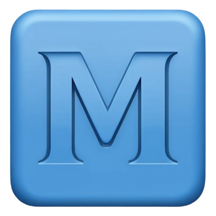 create CAPTIAL LETTER " MA " IN SQUARE SHAPE BLUE BACKGROUND sticker