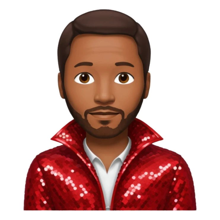 Marvin Gaye with dark brown hair, red sequin outfit sticker