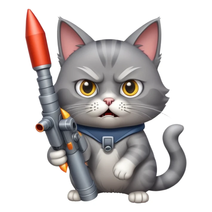A cat with a rocket laucher, looking mad
 sticker