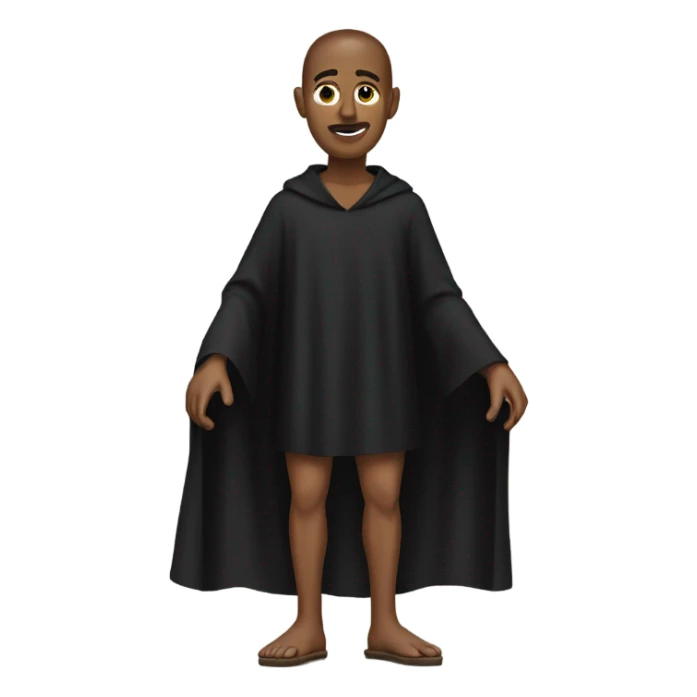Man with bare legs wearing black smock sticker