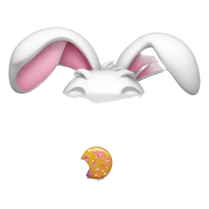 Rabbit eating candy wearing pink bow sticker