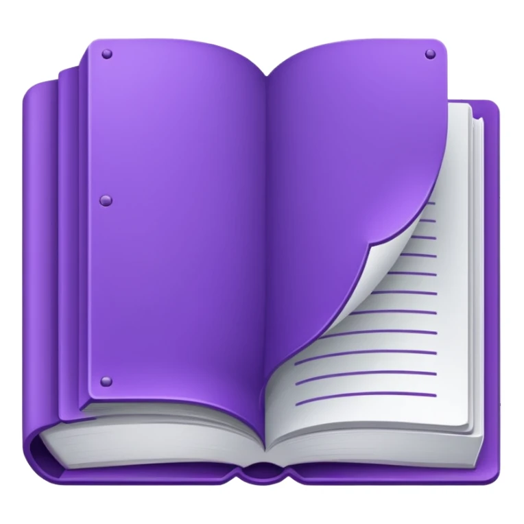 Purple icon: a book with дфзещз. Minimal, web style. sticker