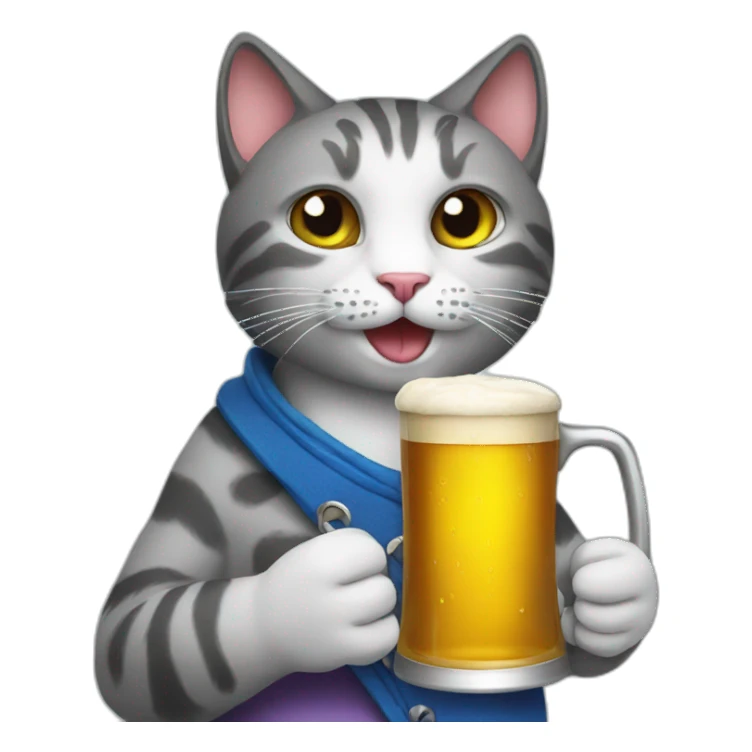 cat holding a beer cup sticker