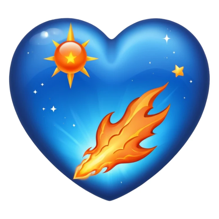 blue heart with meteor sticker