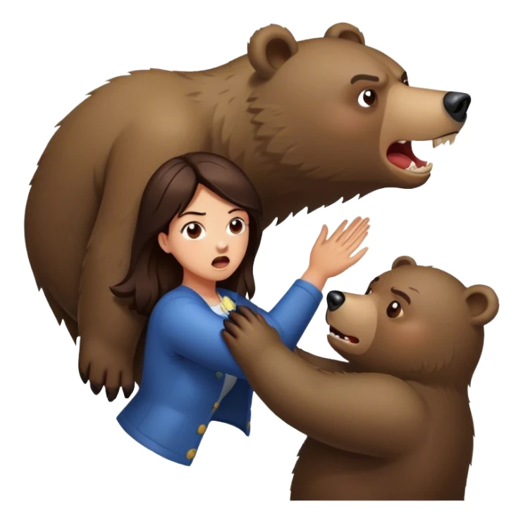 Brunette getting attacked by a bear sticker
