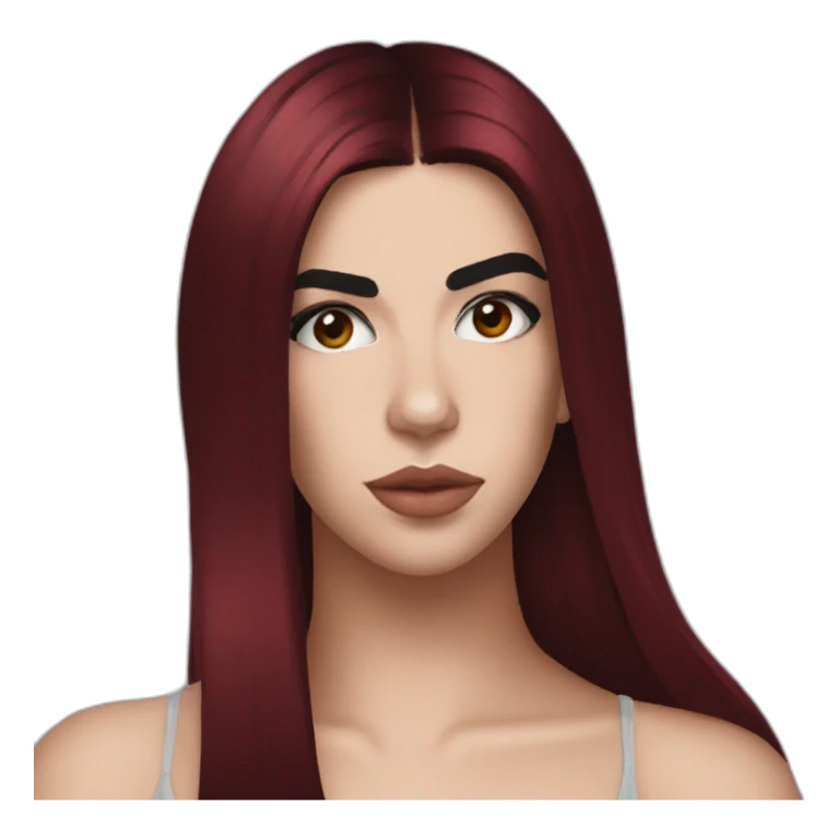Dua Lipa with dark red hair sticker