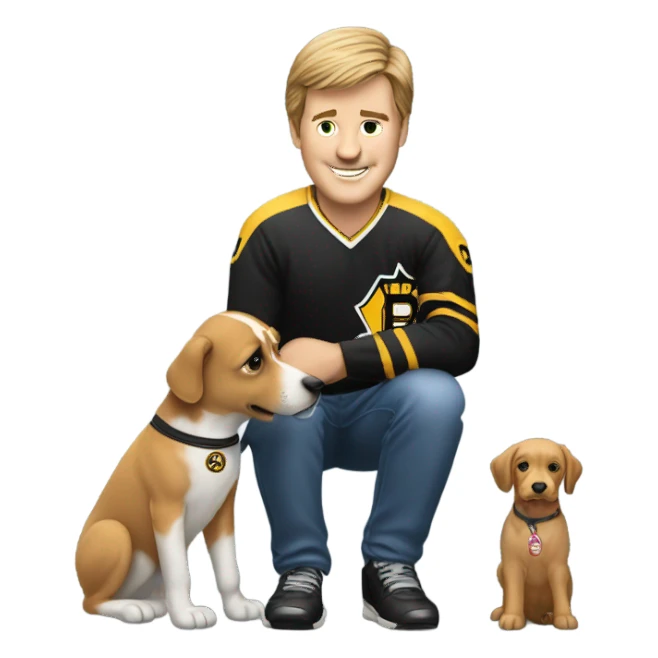 Bobby Orr petting a dog sticker