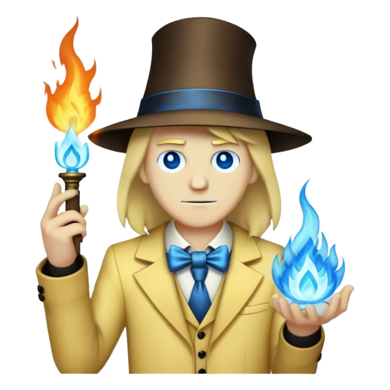 Bill Cipher with blue fire in his hand sticker