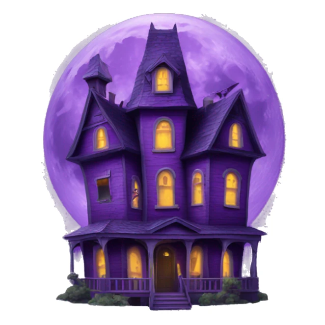 Purple Haunted House Moon sticker