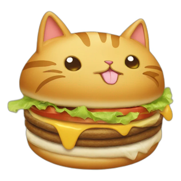 a cat eats humburger sticker