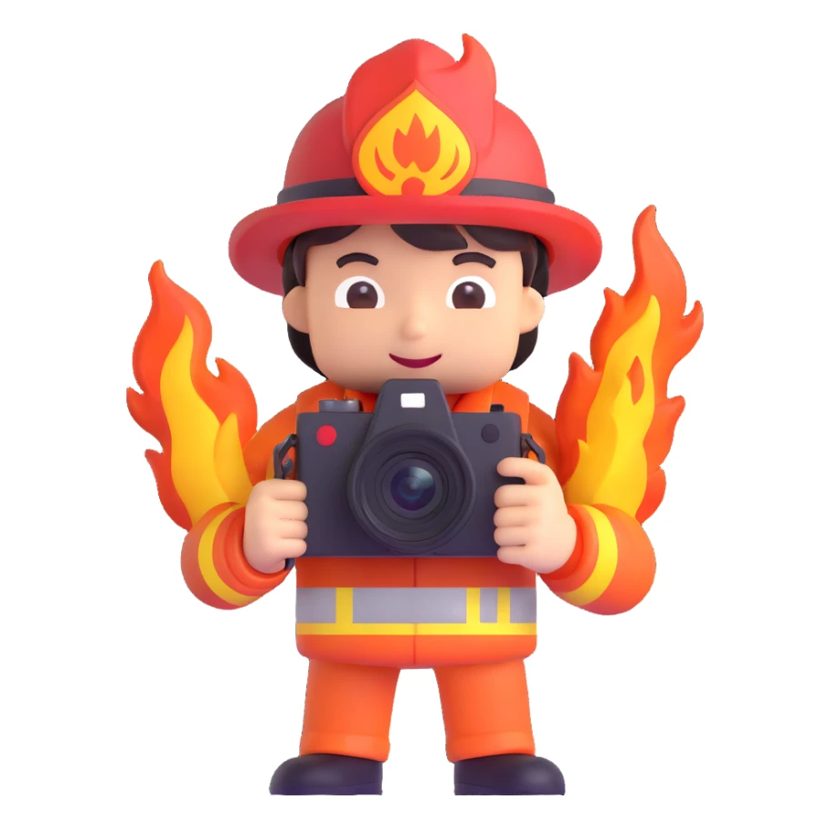 fire with camera sticker