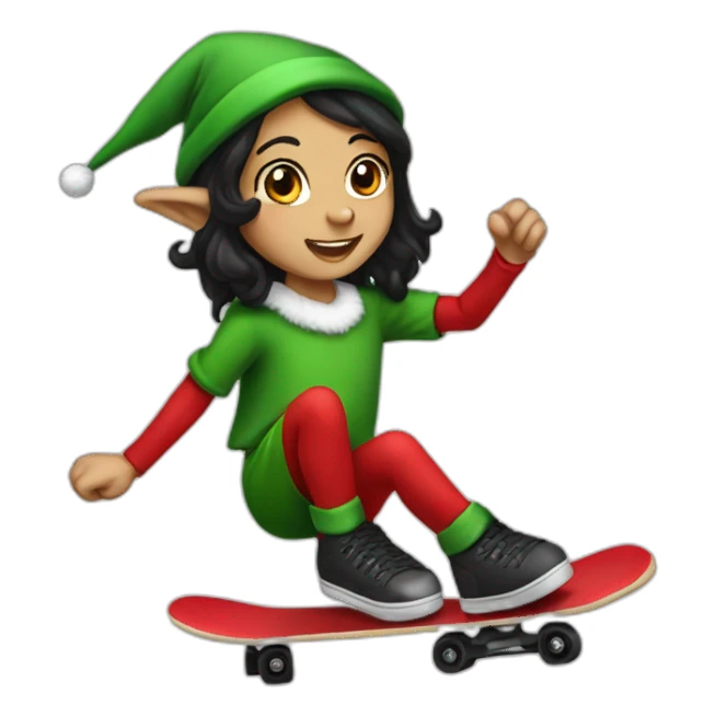 black haired elf on a skatebosrd sticker
