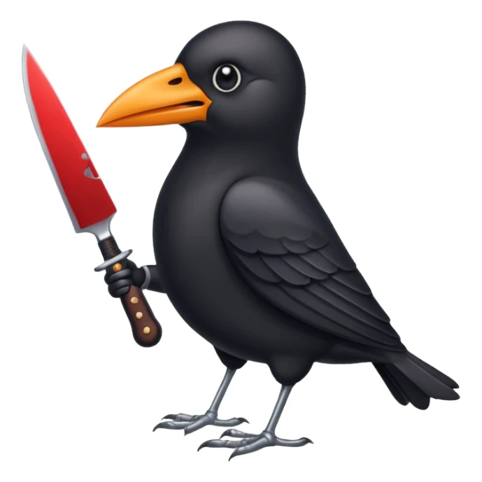 Blackbird holding a butchers knife  sticker