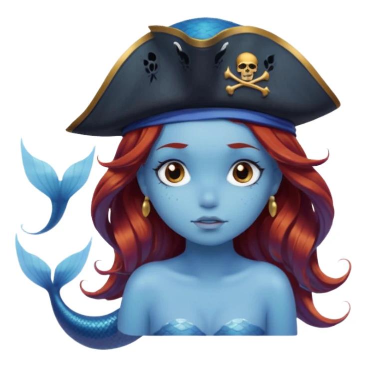a sad mermaid wearing pirate hat  sticker