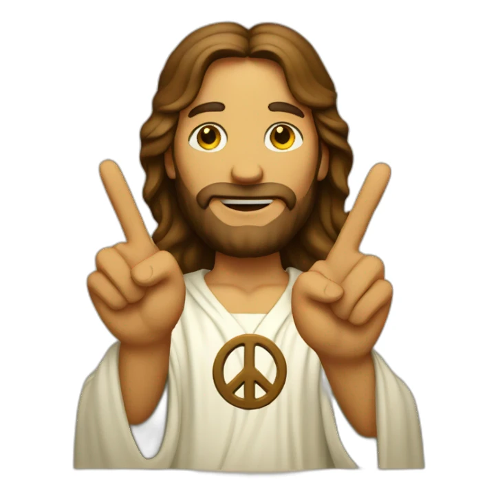 Hippie peace finger jesus sticker