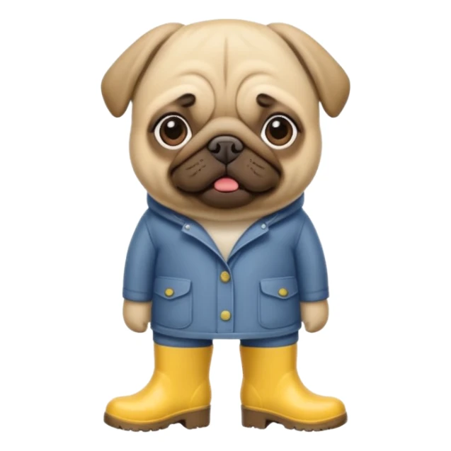 pug with rainboots sticker