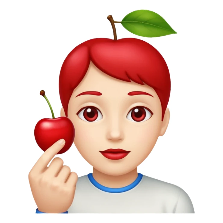 Holding a cherry between two fingers sticker
