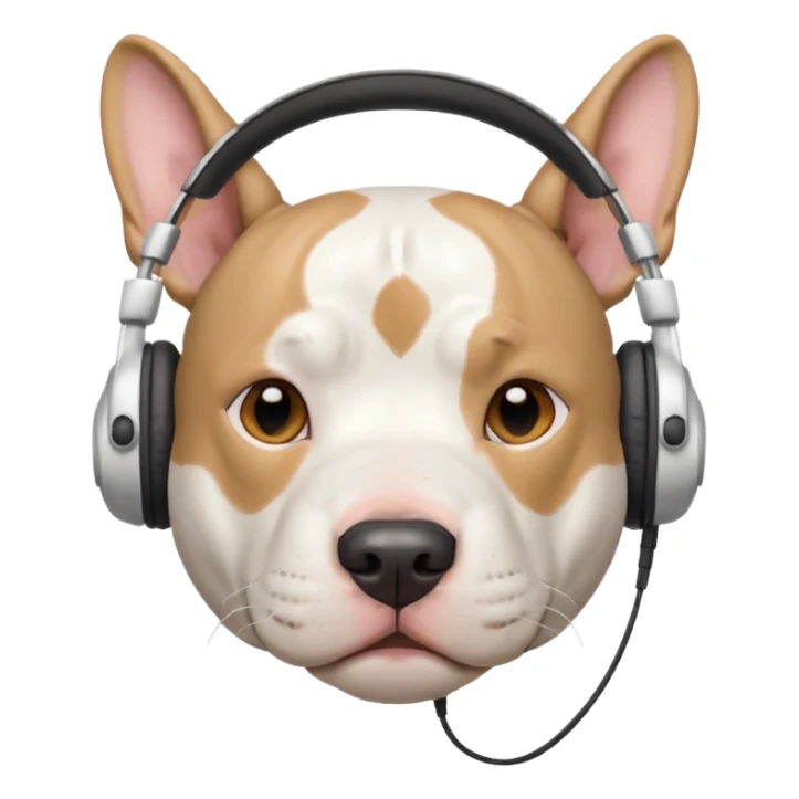 white pitbull head with headphones sticker
