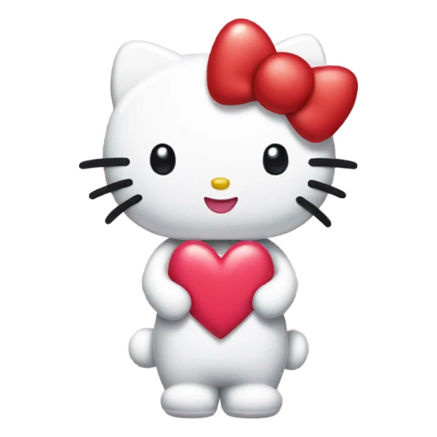 hello kitty holding heart with bow on it sticker