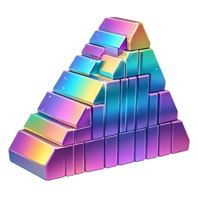 bismuth ingot with geometric iridescent rainbow pattern sticker