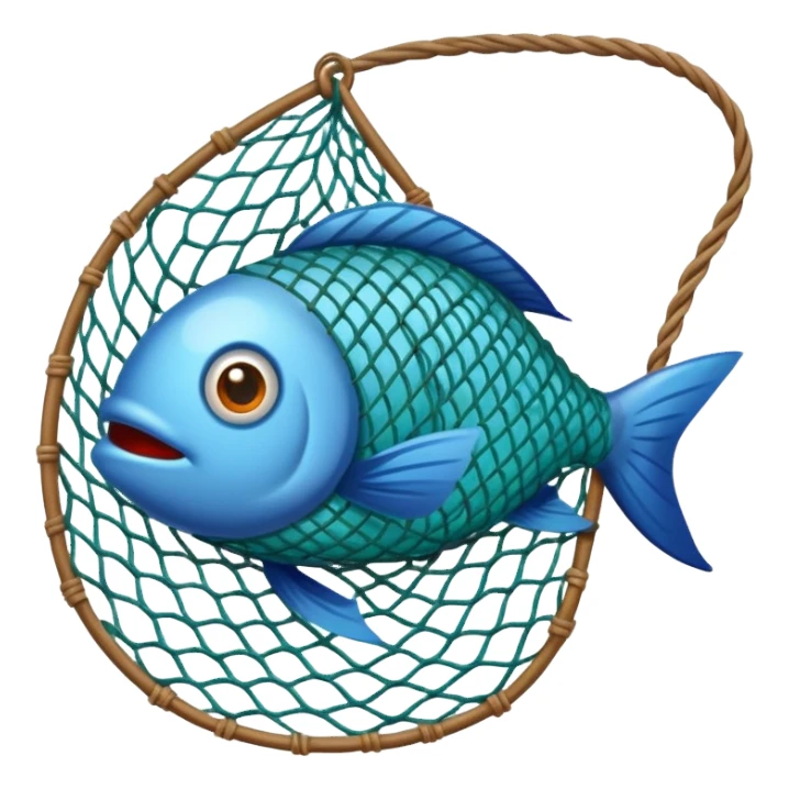 fishes stuck with fishing net sticker