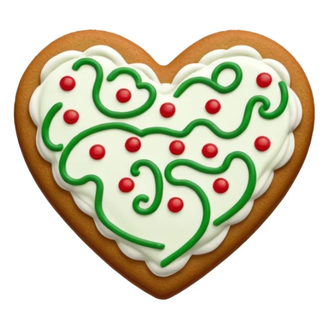 gingerbread heart cookie with white holiday icing sticker