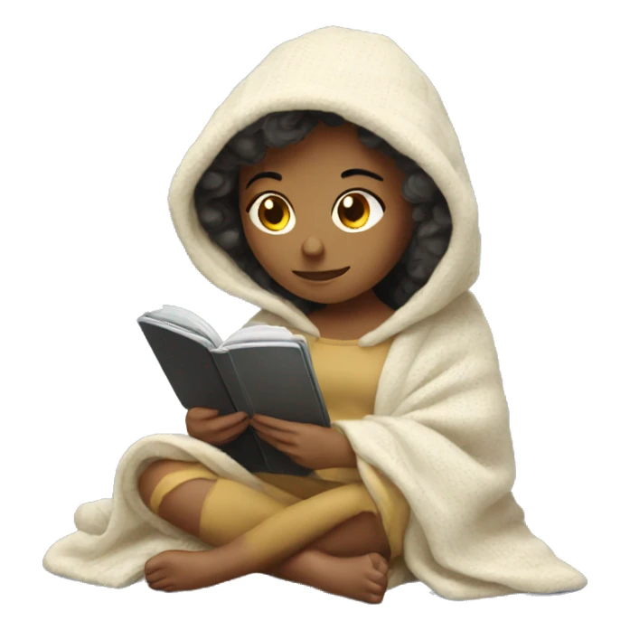 girl reading kindle with blanket sticker