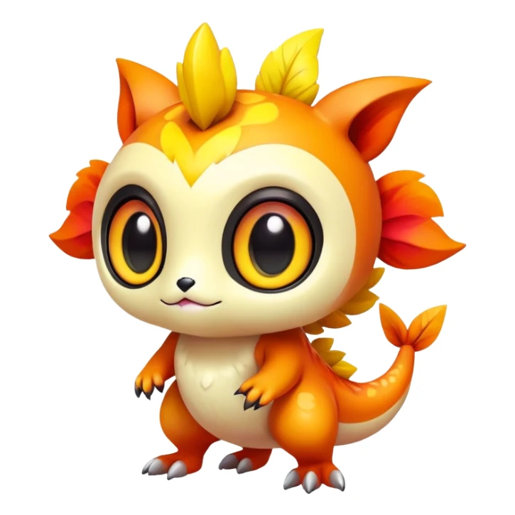 Exotic colorful chibi Fakémon-creature sticker