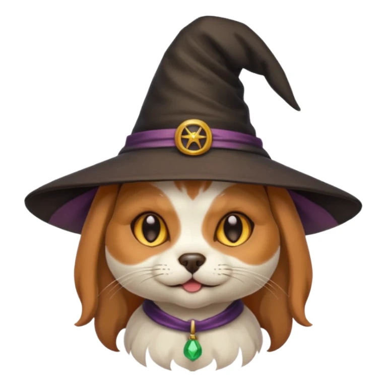 cat/dog combined with cute witch hat sticker
