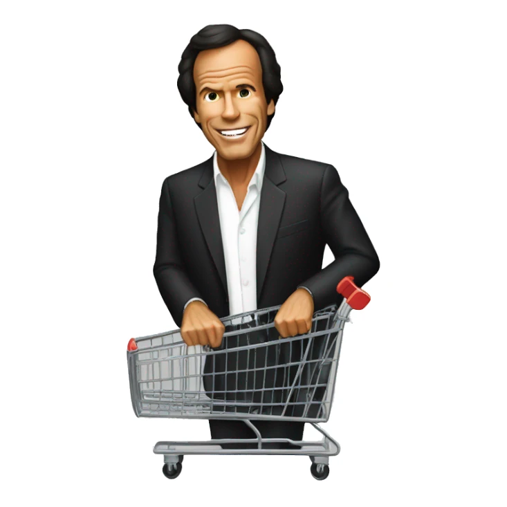 Julio Iglesias using supermarket cart sticker