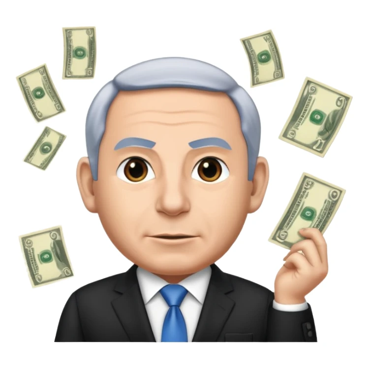 Netanyahu doing a money spread sticker