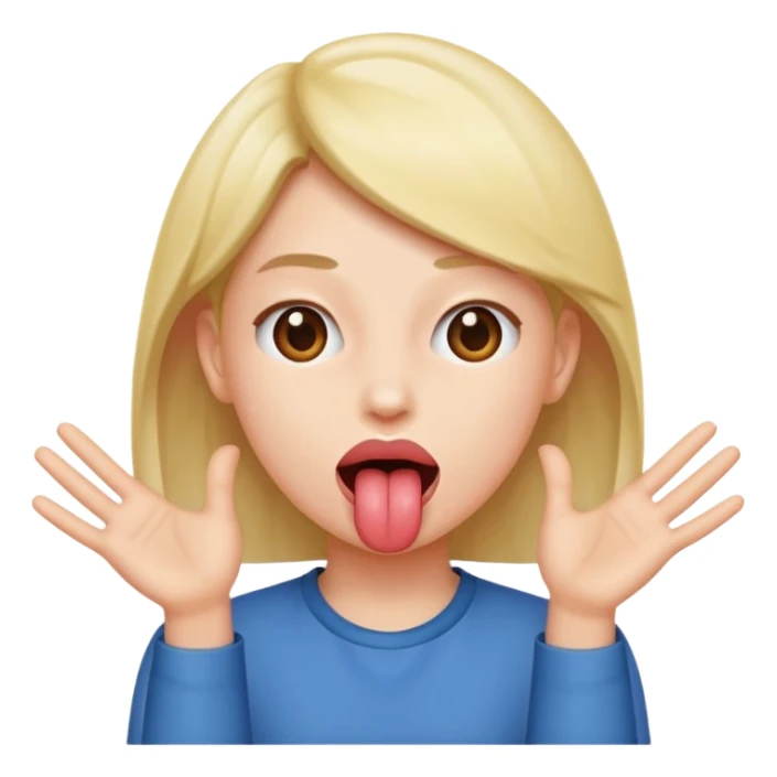 Hands on the side separated with tongue out sticker