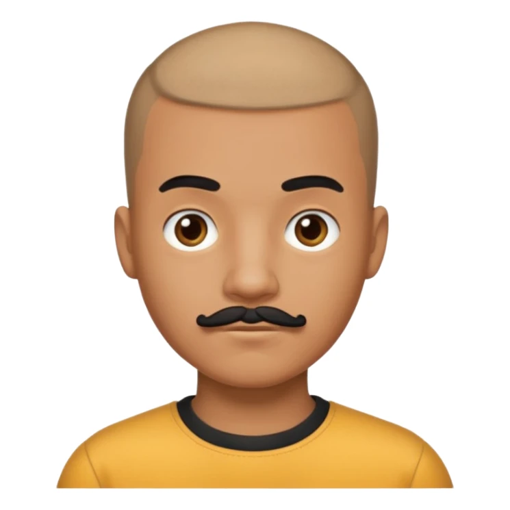 buzz cut boy with  black moustache sticker