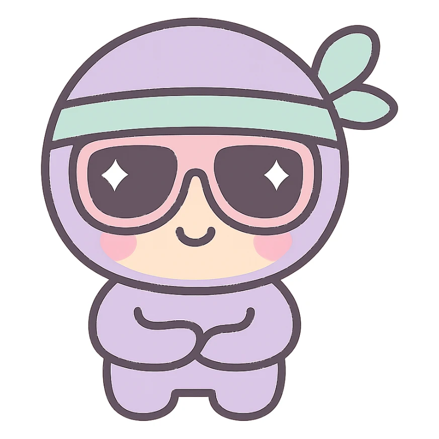 cute and simple ninja character wearing sunglasses sticker