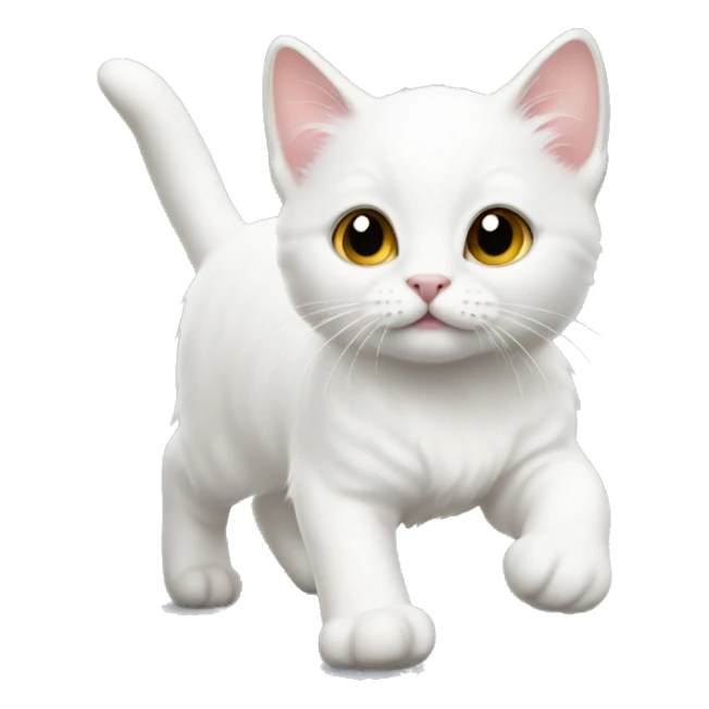 White cat kitten walking  sticker