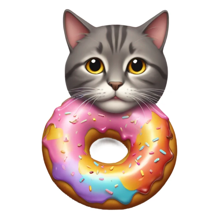 Cat wearing donut sticker