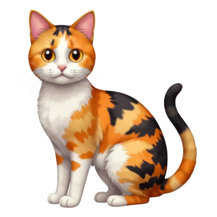full body anxious looking colourful patchy calico tabby cat sticker