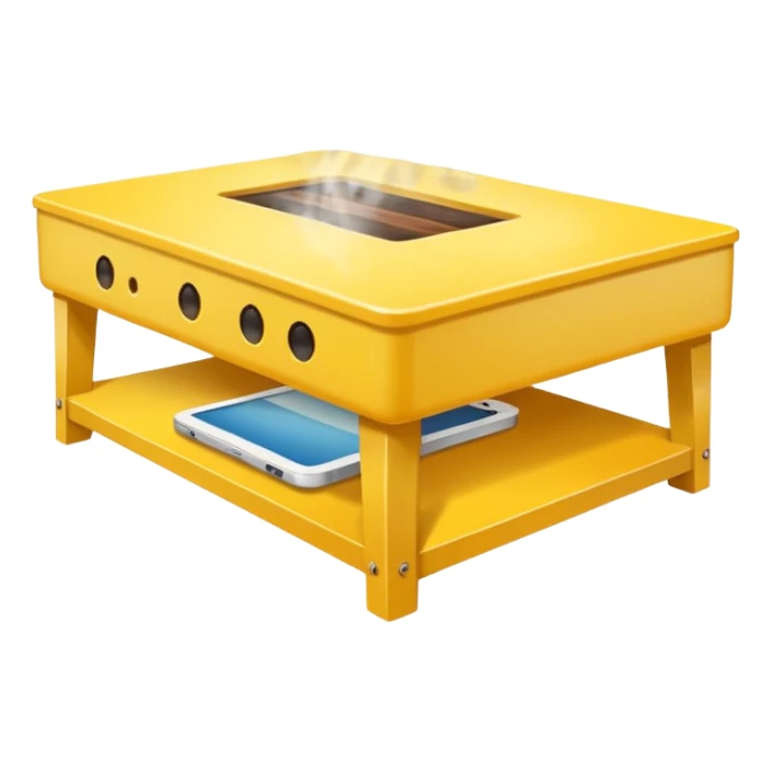 yellow coffe table, coffee on top
 sticker